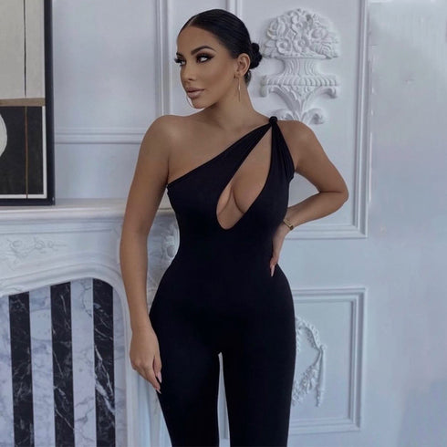 Asymmetrical Neck Jumpsuit